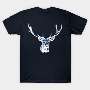 Red deer (Cervus elaphus) in white T-Shirt